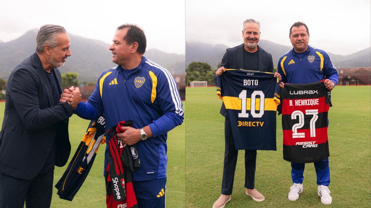 Boca Juniors realiza treino no CT do Flamengo antes de enfrentar o Vasco pela Sul-Americana